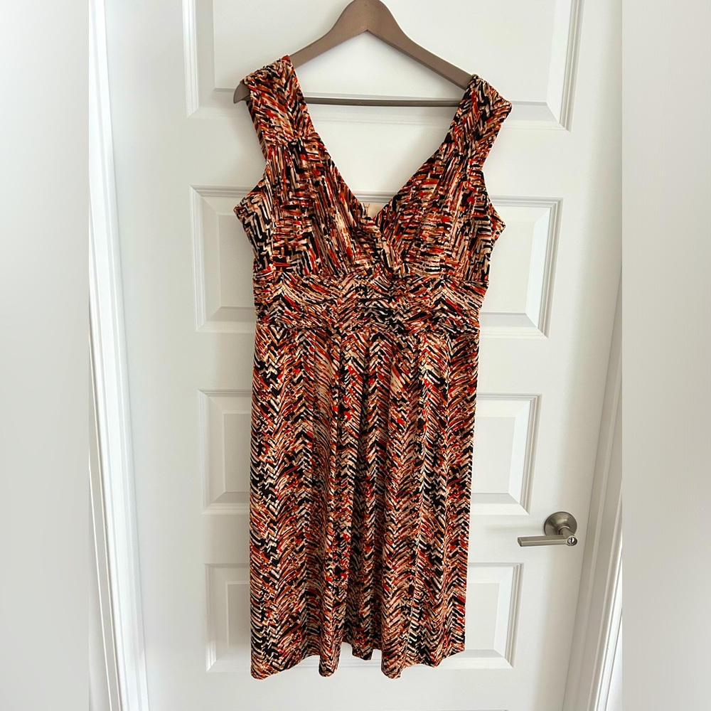 TravelSmith Sleeveless Dress Tan Orange Brown Size XL